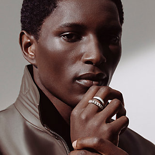 Boucle Sellier Inflexible ring, medium model - Silver | Hermès USA